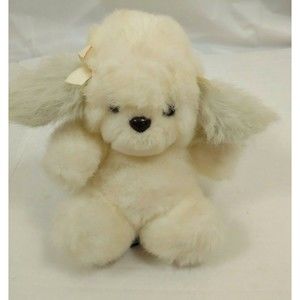 Vintage 1985 Emotions Puppy Dog Plush White Cocker Spaniel Made In Korea 5"